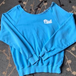 Off the Shoulder Blue VS PINK Sweatshirt